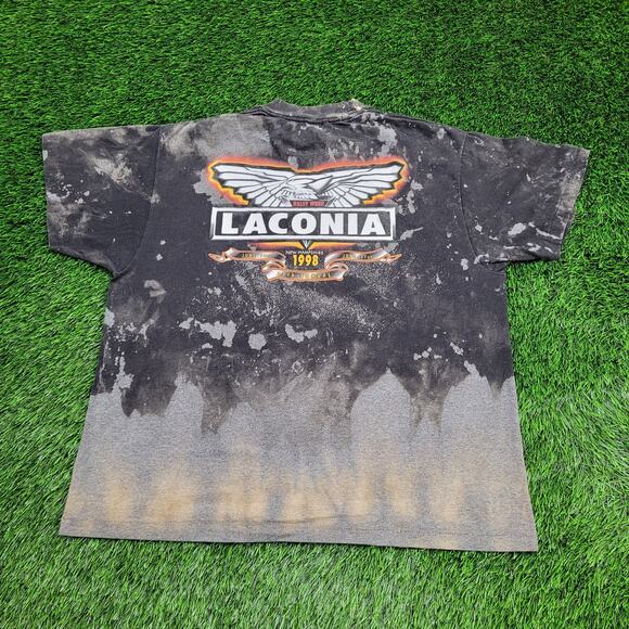 Vintage 1998 Lacona Bike Rally Shirt XL 24x26 Bleached Lion - Picture 2 of 15